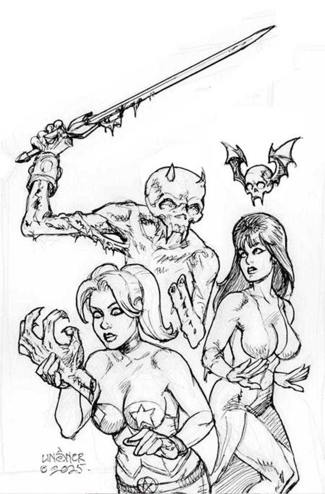 Harley Quinn X Elvira #3 Cover M 1:10 Ratio Joseph Michael Linsner Line Art Virgin Foc Bonus Variant