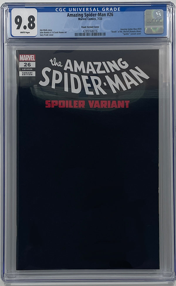 AMAZING SPIDER-MAN #26 | GARY FRANK SPOILER VARIANT | CGC 9.8