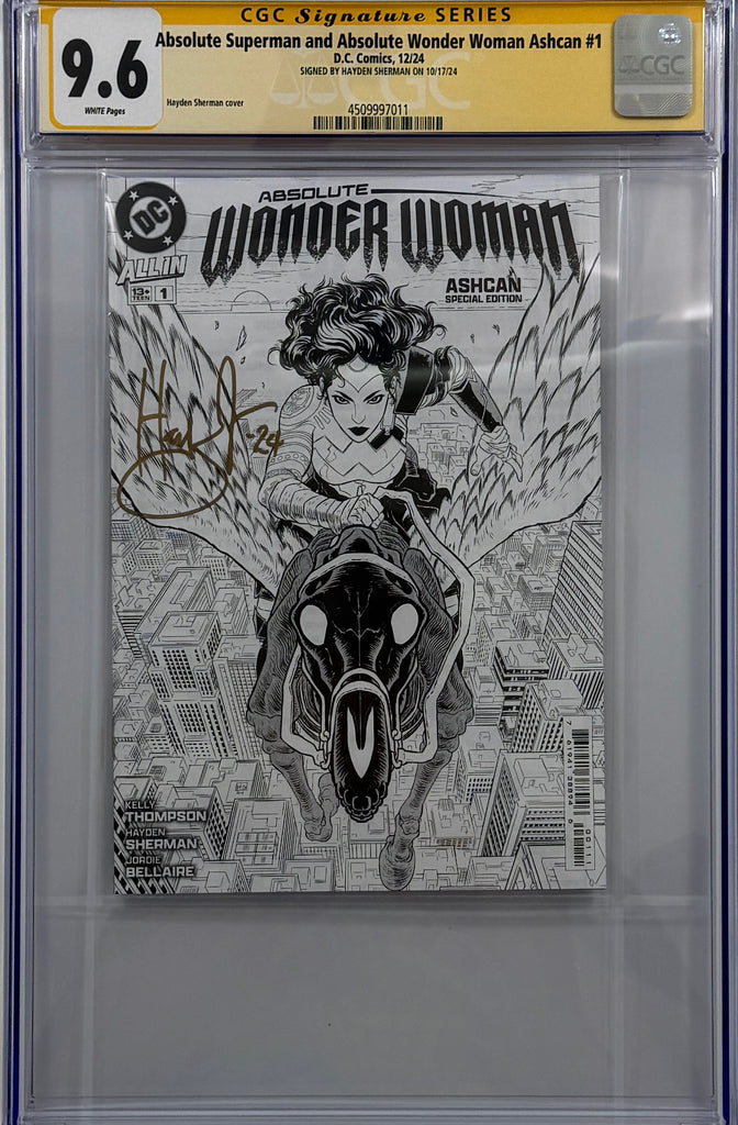 Absolute Superman & Absolute Wonder Woman Ashcan | Signed by Hayden Sherman | CGC SS 9.6