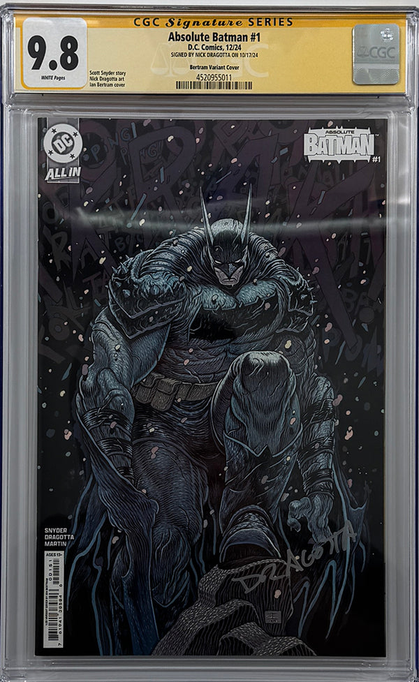 ABSOLUTE BATMAN #1  | CVR F INC 1:25 IAN BERTRAM CARD STOCK VAR | CGC SS 9.8