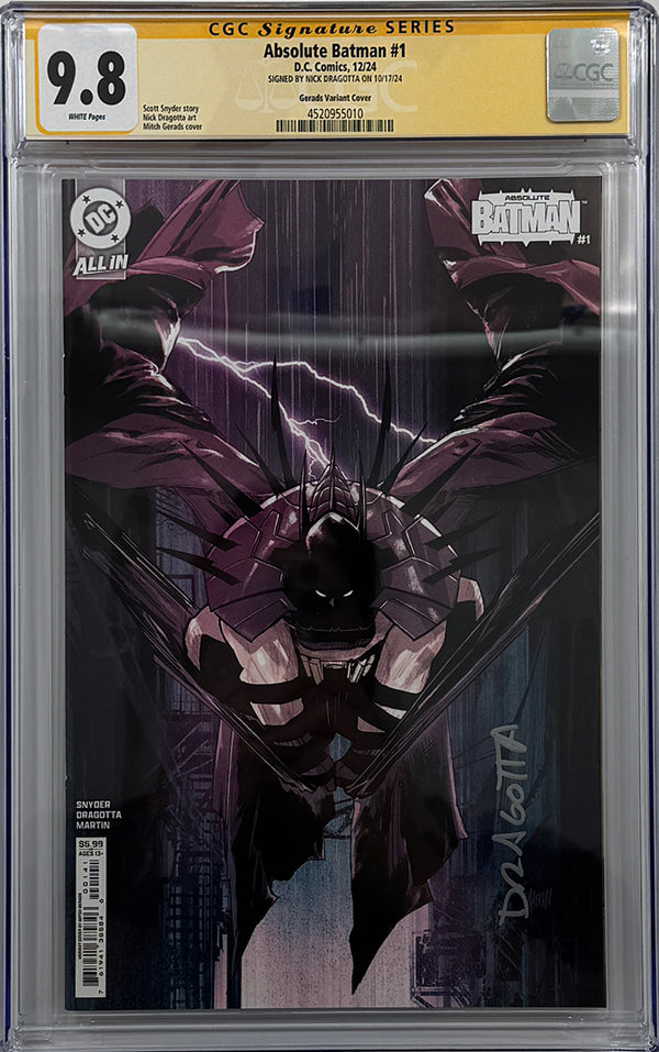 ABSOLUTE BATMAN #1  | CVR D MITCH GERADS CARD STOCK VARIANT | CGC SS 9.8