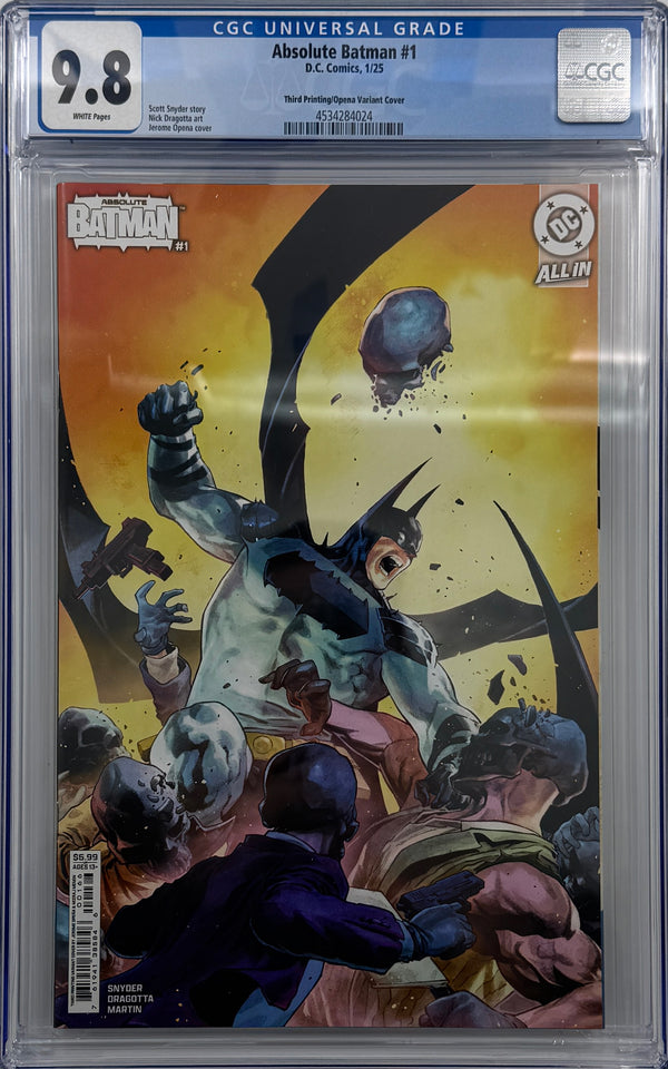 ABSOLUTE BATMAN #1 | Third Printing Cvr B Jerome Opena Card Stock Variant | CGC 9.8