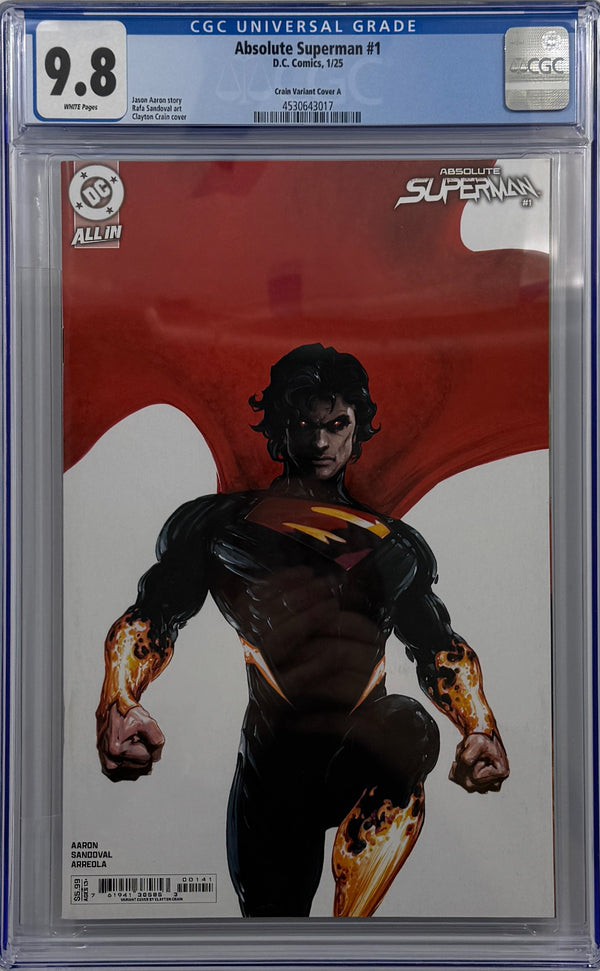 ABSOLUTE SUPERMAN #1  | CVR D CLAYTON CRAIN CARD STOCK VARIANT | CGC 9.8