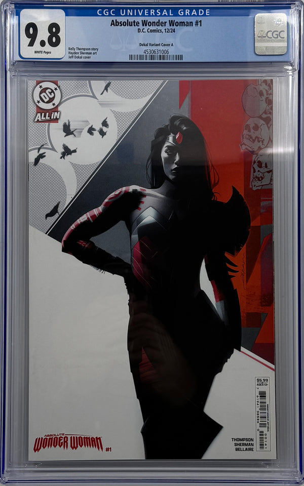 ABSOLUTE WONDER WOMAN #1 | CVR D JEFF DEKAL CARD STOCK VARIANT | CGC 9.8