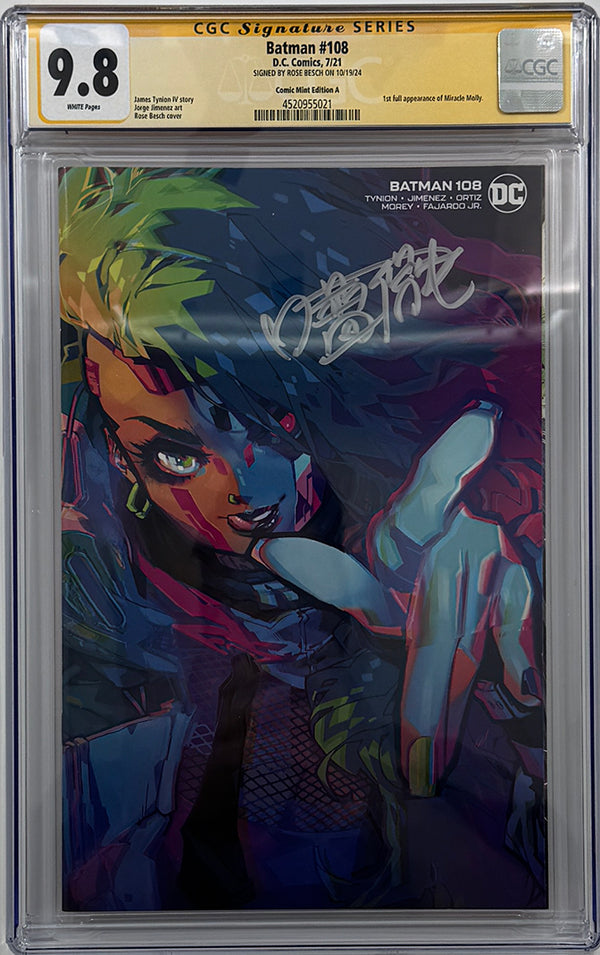 BATMAN #108 | ROSE BESCH VARIANT | 1ST MIRACLE MOLLY | CGC SS 9.8