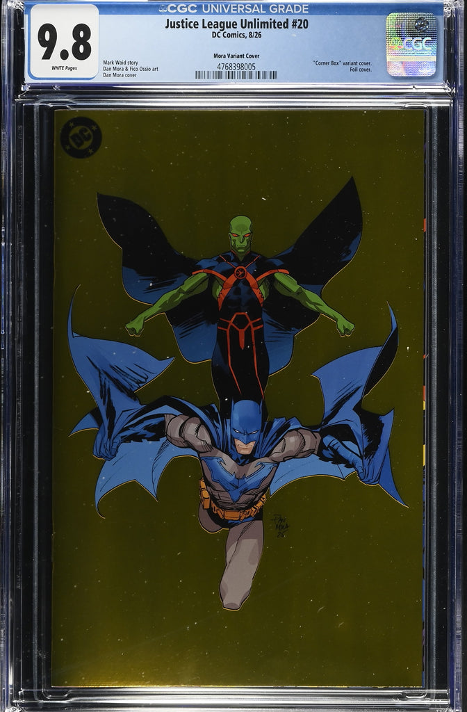 JUSTICE LEAGUE UNLIMITED #20 CVR H DAN MORA CORNER BOX SPOT FOIL VAR | CGC 9.8