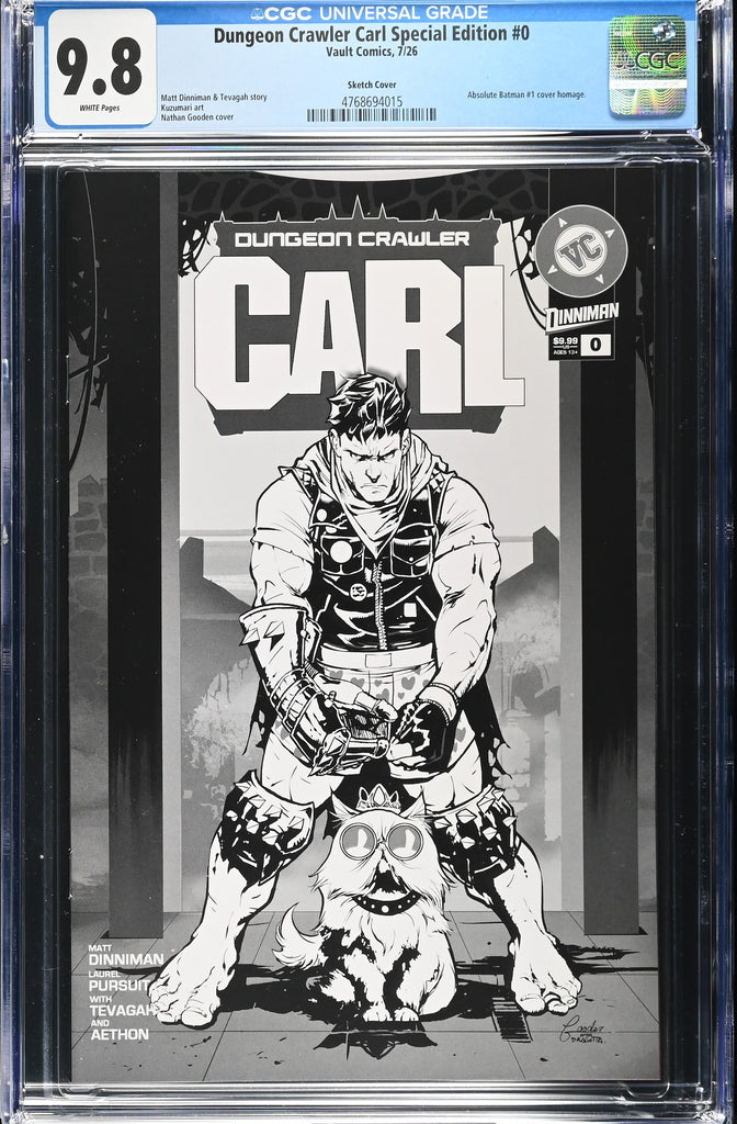 DUNGEON CRAWLER CARL SE #0 CVR B GOODEN ABSOLUTE BATMAN HOMAGE B&W VAR  | CGC 9.8