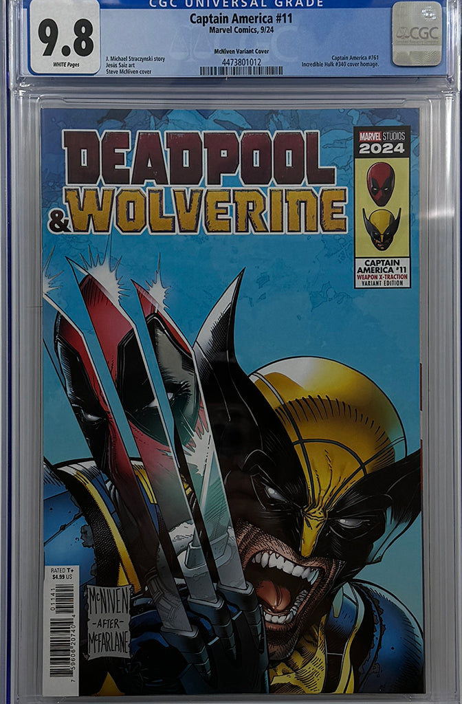 CAPTAIN AMERICA #11 | MCNIVEN DEADPOOL & WOLVERINE WEAPON X-TRACTION VARIANT | CGC 9.8