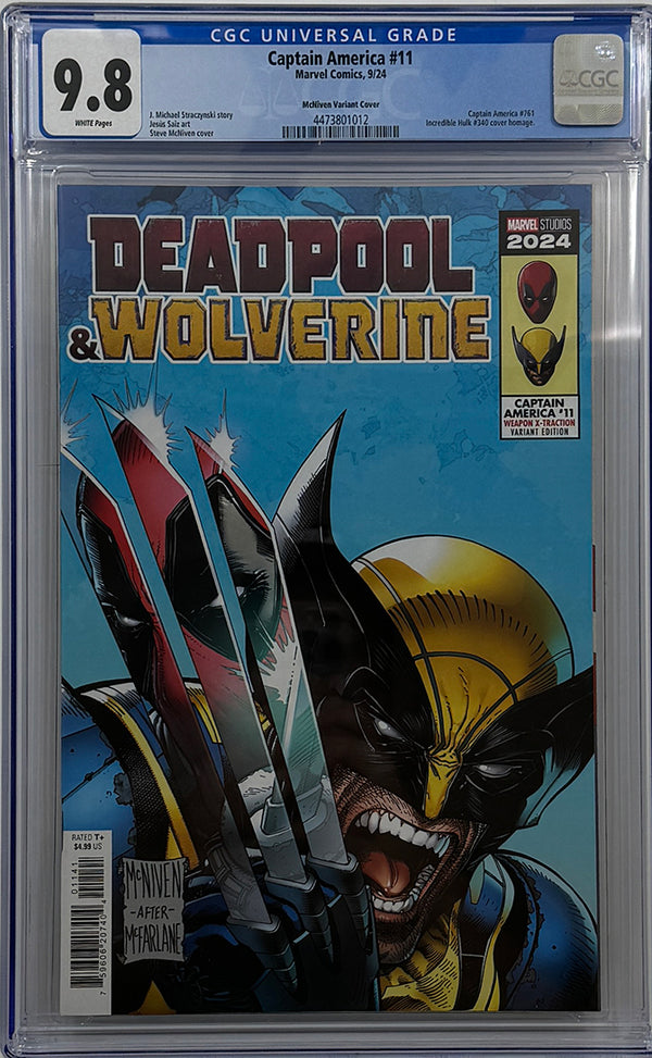 CAPTAIN AMERICA #11 | MCNIVEN DEADPOOL & WOLVERINE WEAPON X-TRACTION VARIANT | CGC 9.8