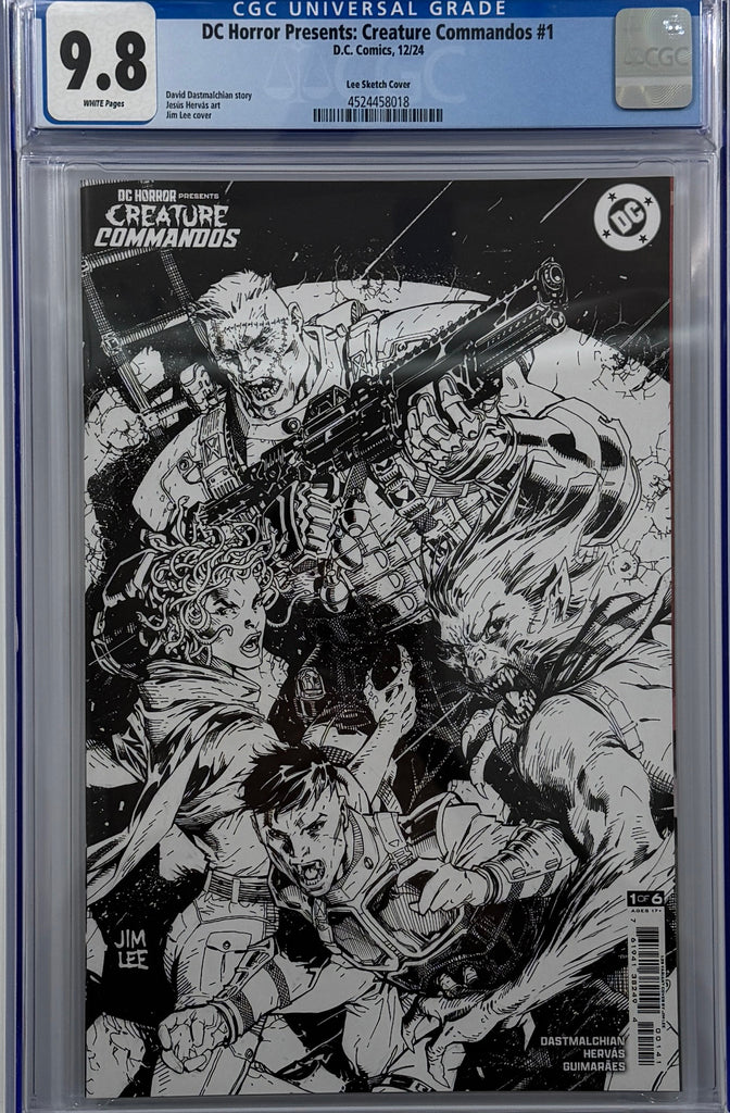 DC HORROR PRESENTS CREATURE COMMANDOS #1 (OF 6) | CVR D INC 1:25 JIM LEE BLACK & WHITE | CGC 9.8