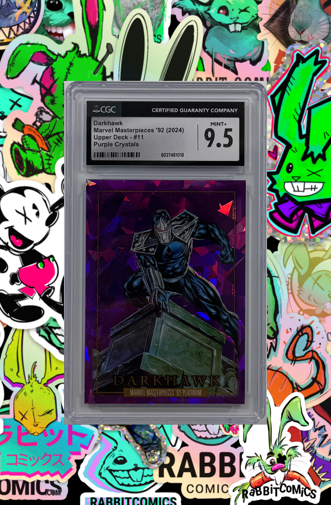 MARVEL MASTERPIECES 92 (2024) DARK HAWK  | UPPER DECK 11 - PUPRPLE CRYSTALS | CGC MINT+ 9.5
