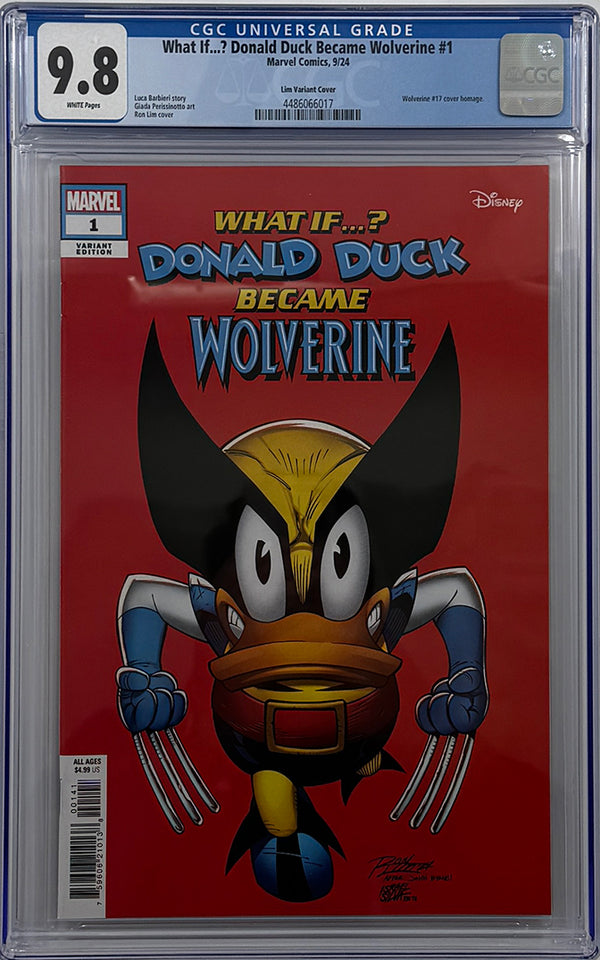 MARVEL & DISNEY: WHAT IF...? DONALD DUCK BECAME WOLVERINE #1 | RON LIM VARIANT | CGC 9.8