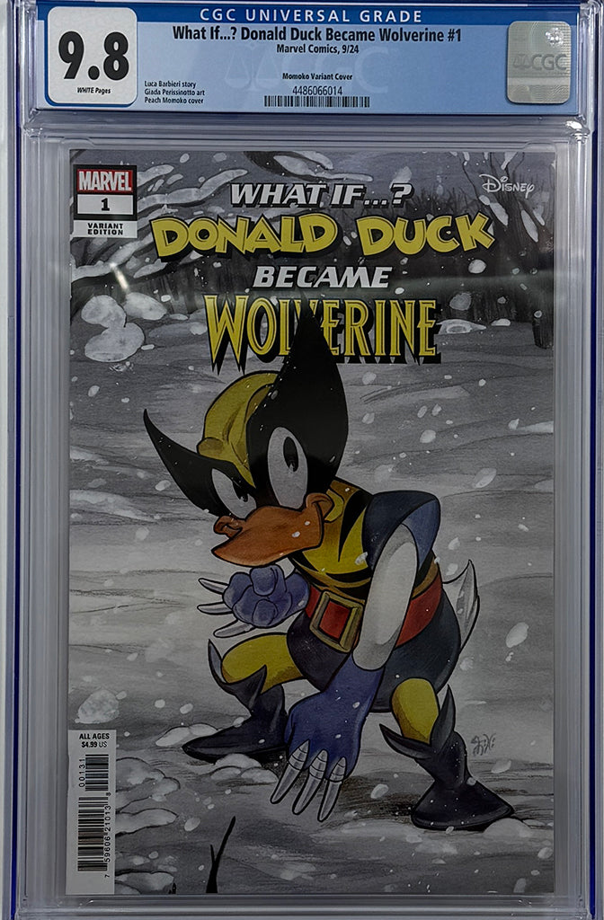 MARVEL & DISNEY: WHAT IF...? DONALD DUCK BECAME WOLVERINE #1 | PEACH MOMOKO VARIANT | CGC 9.8