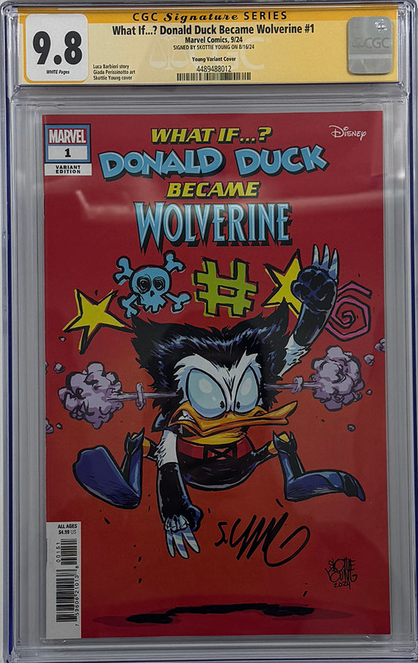 What if...? Donald Duck Became Wolverine #1 | Young Variant | Signed by Skottie Young | CGC SS 9.8