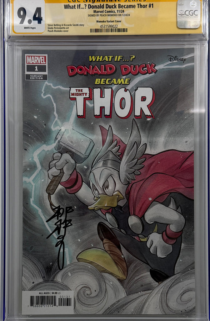 WHAT IF...? DONALD DUCK BECAME THOR #1 | PEACH MOMOKO VARIANT | CGC SS 9.4