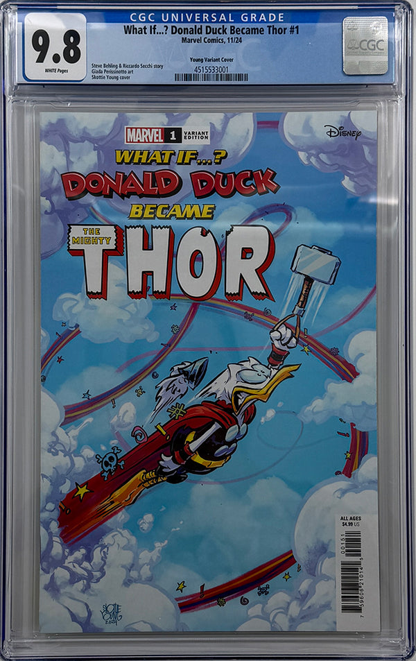 WHAT IF...? DONALD DUCK BECAME THOR #1 | SKOTTIE YOUNG VARIANT | CGC 9.8