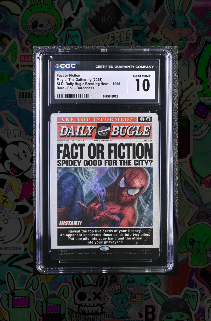 Fact or Fiction | MTG | Spider-Man Secret Lair 1995 | Rare Foil Borderless | CGC 10