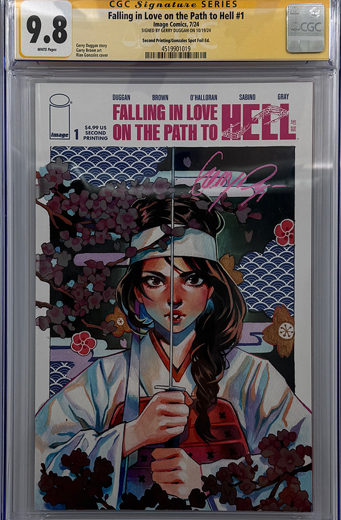 FALLING IN LOVE ON THE PATH TO HELL #1 | RIAN GONZALES SPOT FOIL VARIANT | CGC SS 9.8
