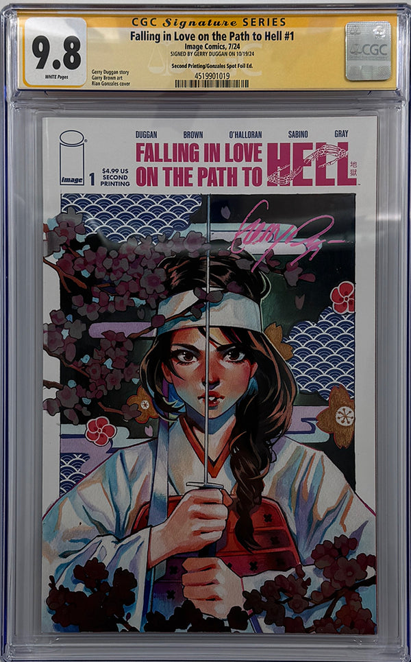 FALLING IN LOVE ON THE PATH TO HELL #1 | RIAN GONZALES SPOT FOIL VARIANT | CGC SS 9.8