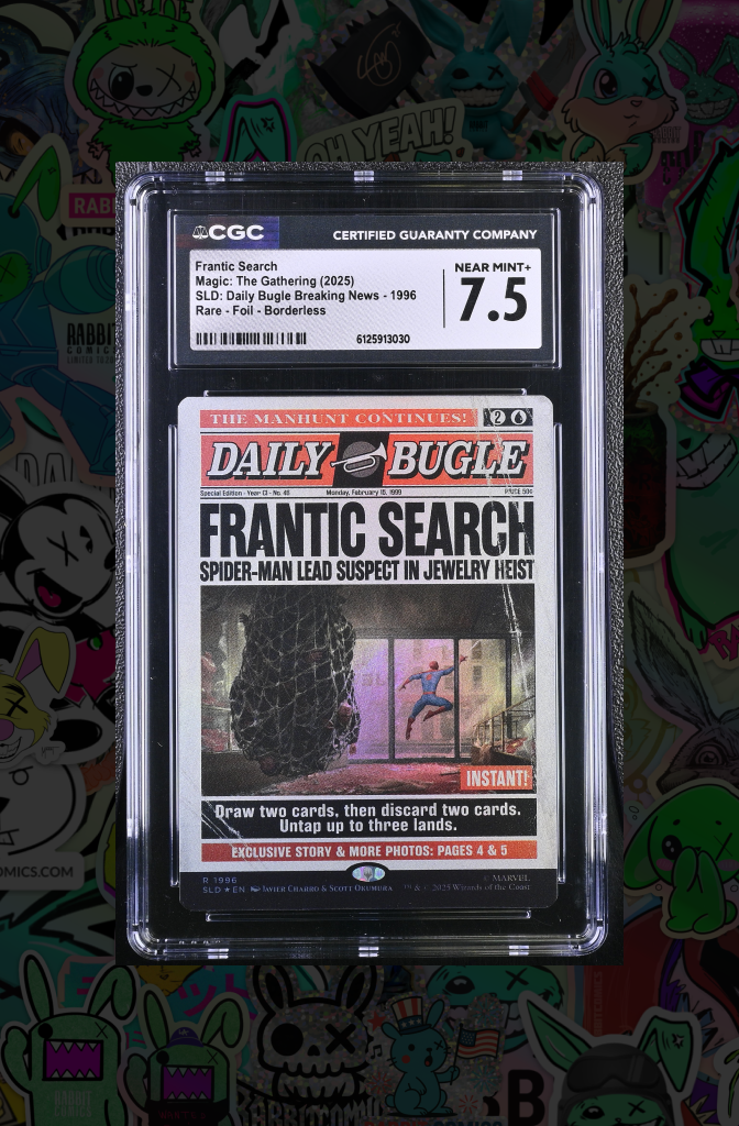 Frantic Search | MTG | Spider-Man Secret Lair 1996 | Rare Foil Borderless | CGC 7.5