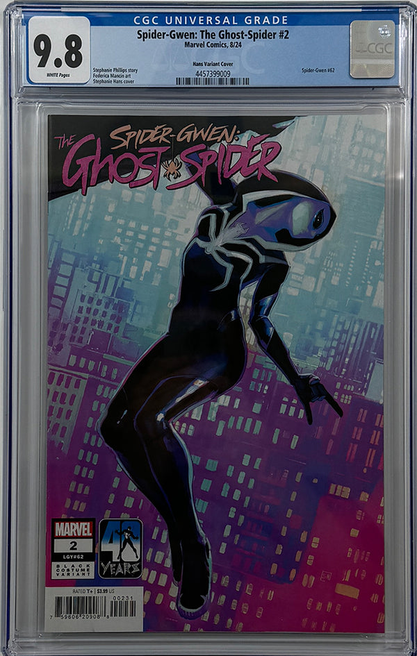 SPIDER-GWEN: THE GHOST-SPIDER #2 | STEPHANIE HANS BLACK COSTUME VARIANT | CGC 9.8