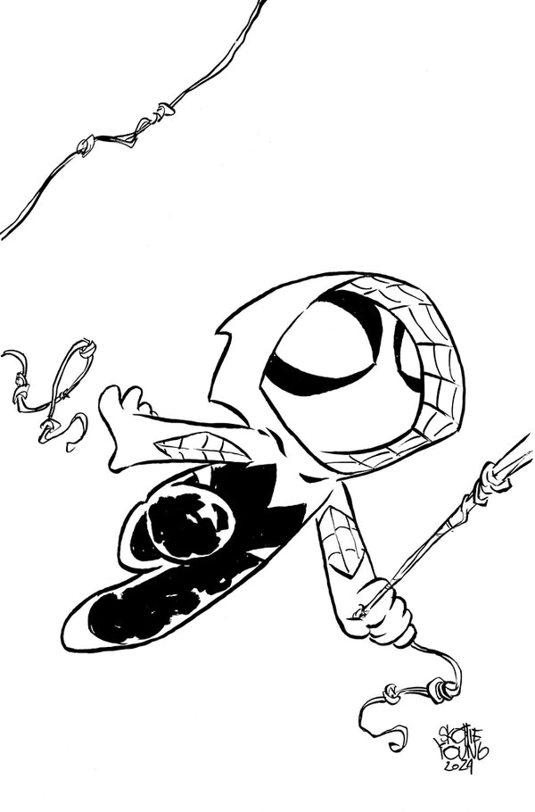 SPIDER-GWEN: THE GHOST-SPIDER #3 | SKOTTIE YOUNG'S BIG MARVEL VIRGIN 1:50 RATIO BLACK AND WHITE VARIANT