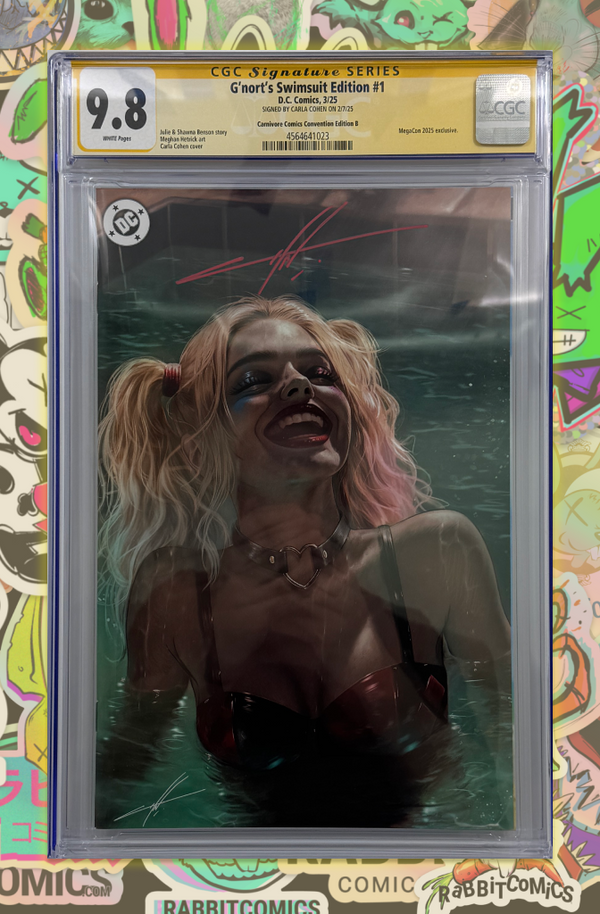 GNORTS SWIMSUIT EDITION | CARLA COHEN MEGACON HARLEY QUINN VARIANT | SIGNED BY CARLA COHEN | CGC SS 9.8