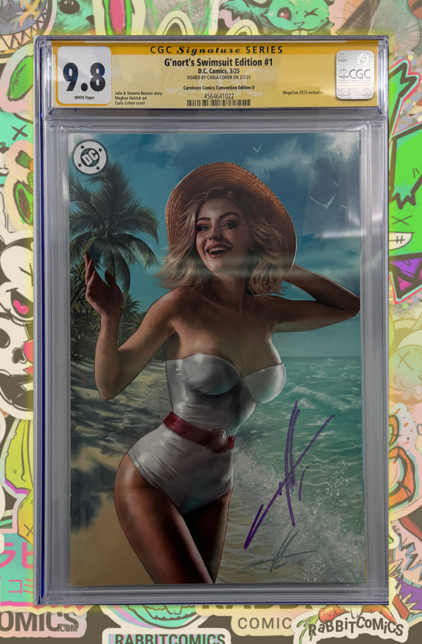 GNORTS SWIMSUIT EDITION | CARLA COHEN MEGACON POWER GIRL VARIANT | SIGNED BY CARLA COHEN | CGC SS 9.8