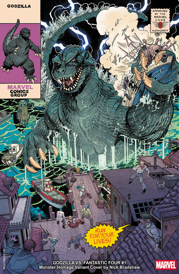 GODZILLA VS. FANTASTIC FOUR #1 | NICK BRADSHAW MONSTER HOMAGE VARIANT | PREORDER