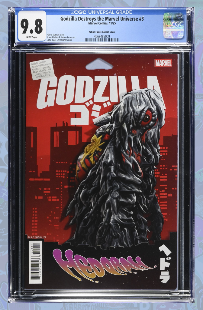 Godzilla Destroys The Marvel Universe #3 John Tyler Christopher Action Figure Variant | CGC 9.8