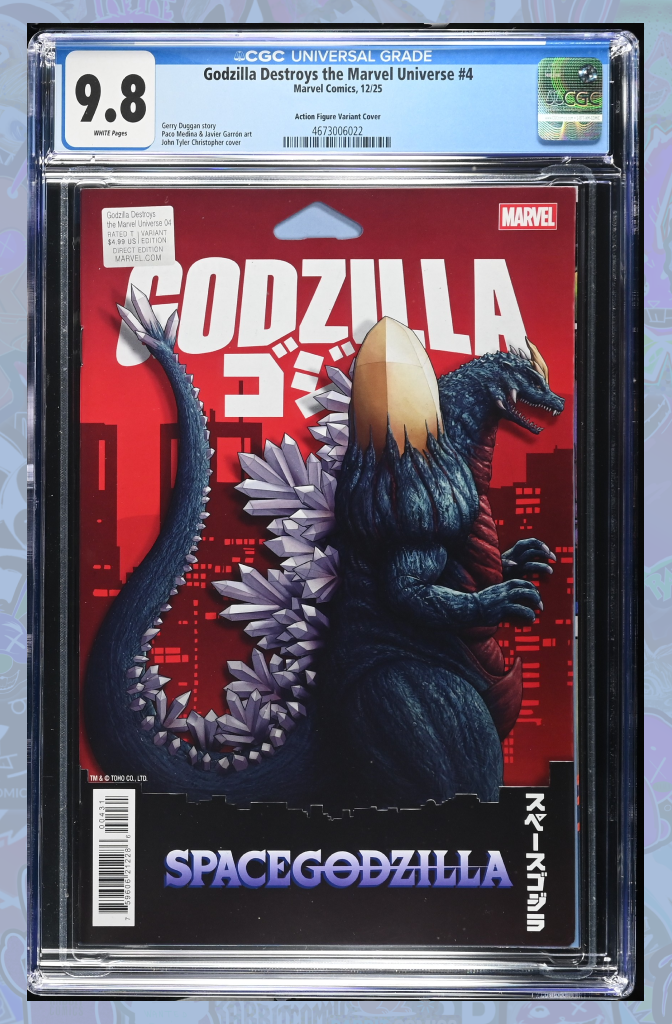 Godzilla Destroys The Marvel Universe #4 John Tyler Christopher Action Figure Variant | CGC 9.8