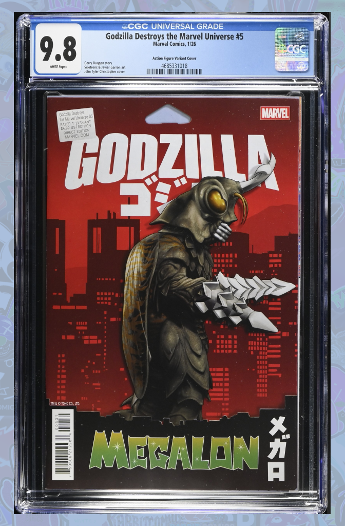 Godzilla Destroys The Marvel Universe #5 John Tyler Christopher Action Figure Variant | CGC 9.8