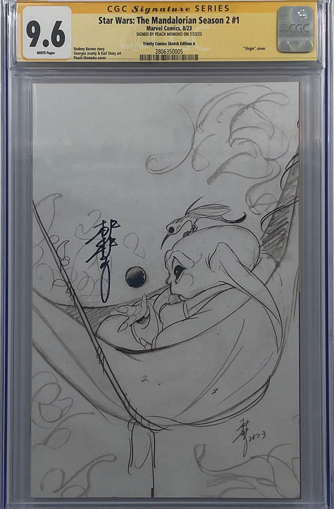 THE MANDALORIAN #1 S2 | PEACH MOMOKO B&W SDCC VIRGIN VARIANT | CGC SS 9.6