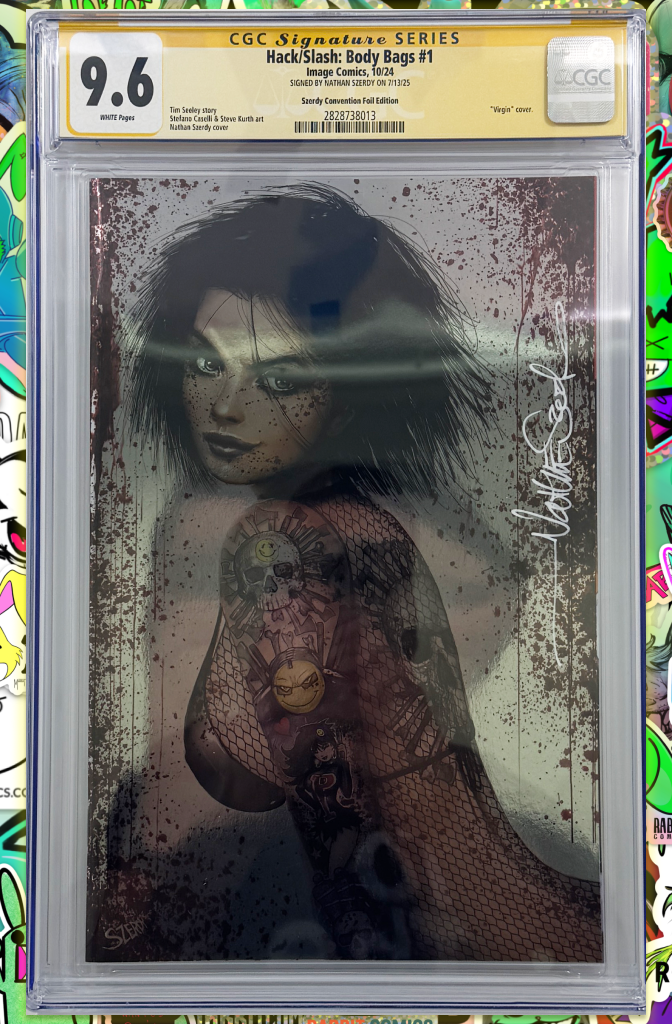 Hack Slash Body Bags #1 | Szerdy Megacon Tattoo Foil | Signed by Szerdy | CGC SS 9.6