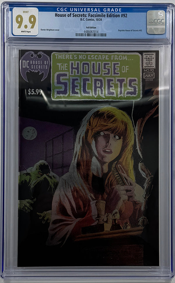 HOUSE OF SECRETS #92 | FACSIMILE EDITION (2024) CVR B BERNIE WRIGHTSON FOIL VARIANT | CGC 9.9