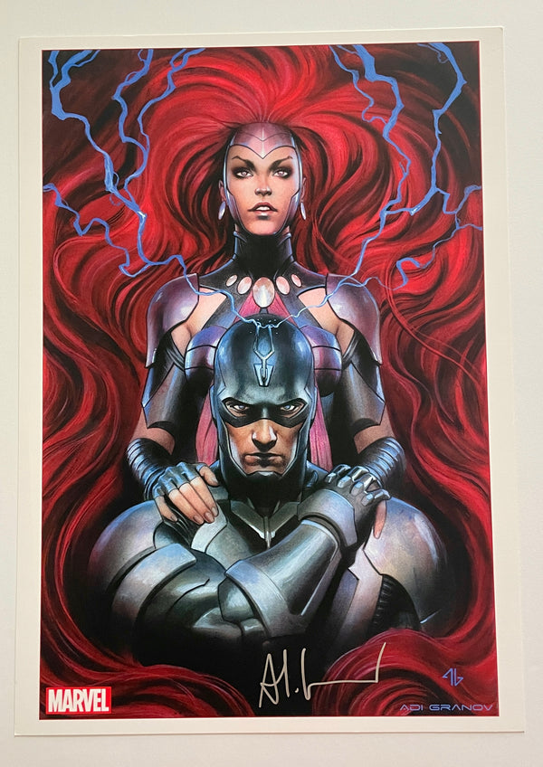 Adi Granov Marvel Art Print | 11.75 x 16.5 | Inhumans Black Bolt and Medusa | Signed