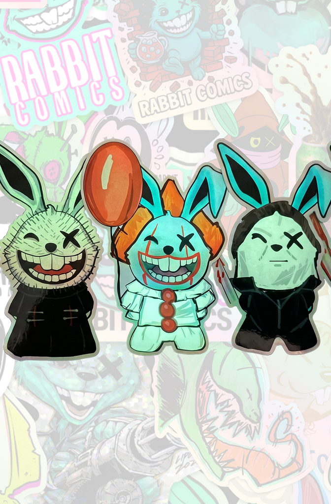 Glow in the Dark Horror Sticker Pack – Variant the Rabbit (5-Pack)