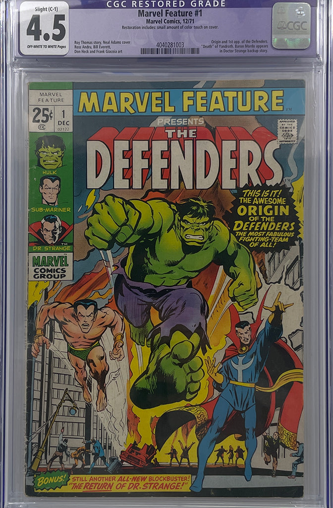 Marvel Feature #1 | 1st App of The Defenders | Restored CGC 4.5