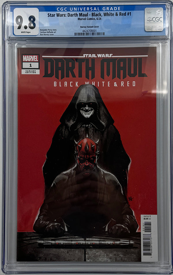 STAR WARS: DARTH MAUL - BLACK, WHITE & RED #1 | BEN HARVEY VARIANT | CGC 9.8