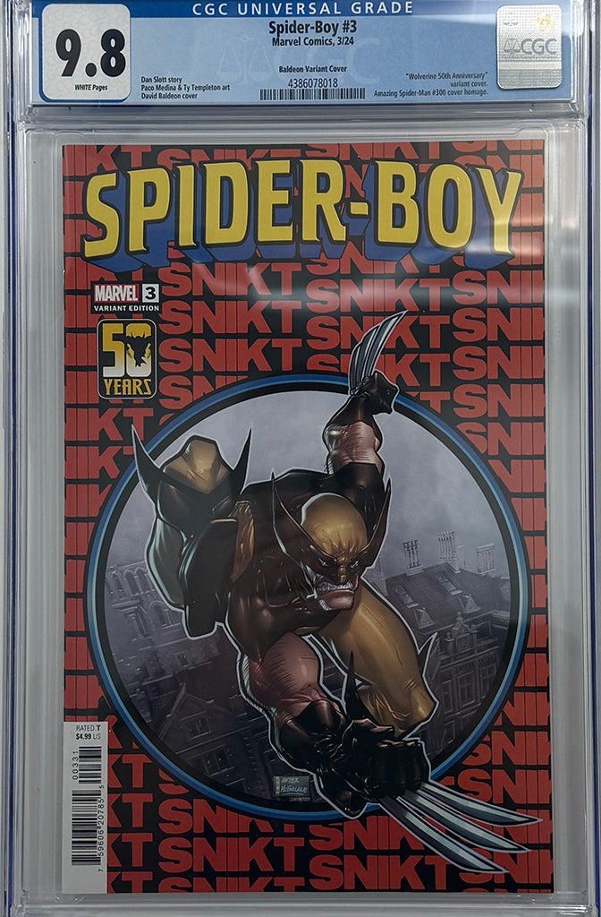 SPIDER-BOY #3 | DAVID BALDEON WOLVERINE VARIANT | CGC 9.8