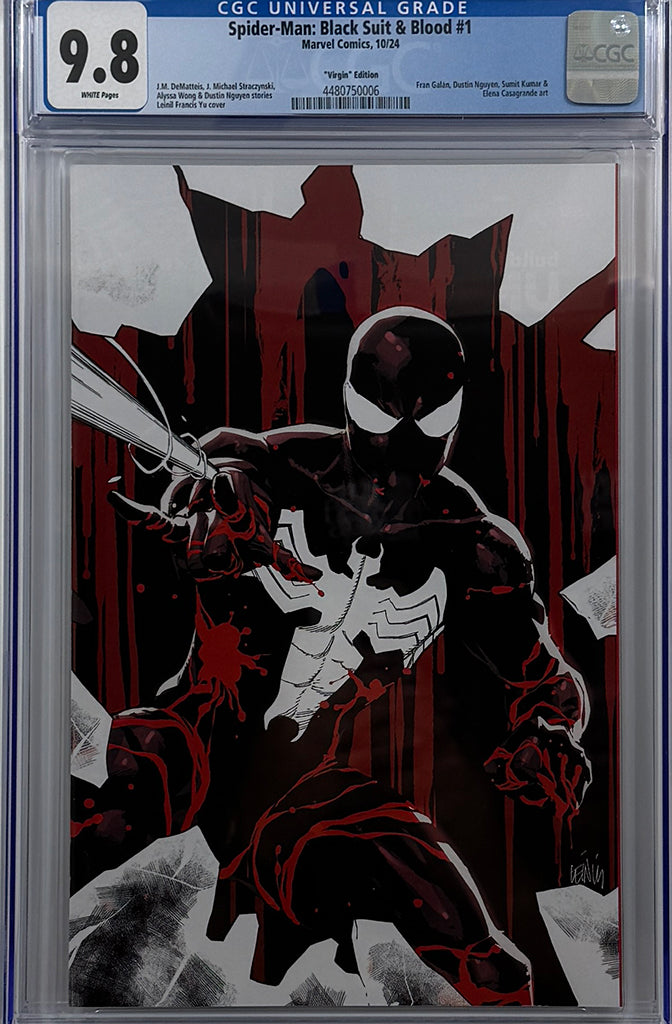 SPIDER-MAN: BLACK SUIT & BLOOD #1 | LEINIL YU 1:100 RATIO VIRGIN VARIANT | CGC 9.8