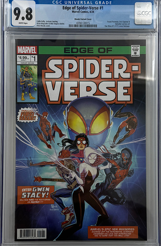 EDGE OF SPIDER-VERSE #1 |  PETE WOODS STARWARS HOMAGE VARIANT | CGC 9.8
