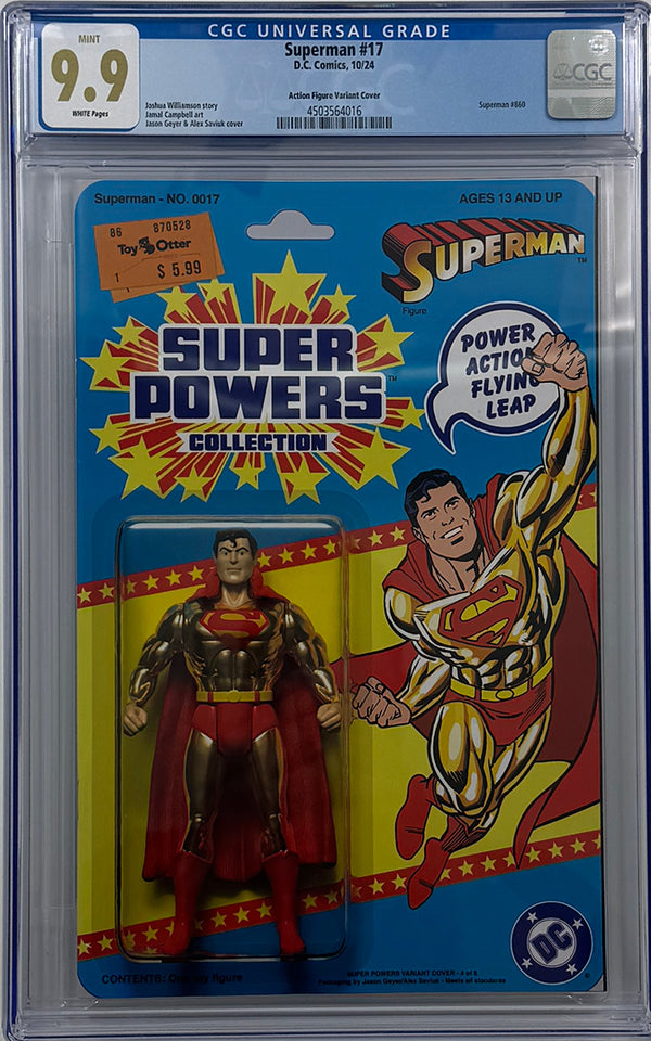 SUPERMAN #17 | CVR E JDC SUPER POWERS ACTION FIGURE VARIANT | CGC 9.9