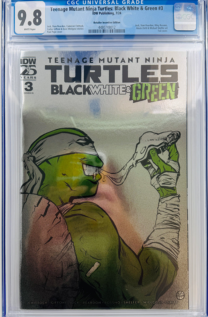 Teenage Mutant Ninja Turtles: Black, White, and Green #3 | Cover C 1:10 FOIL VARIANT | CGC 9.8