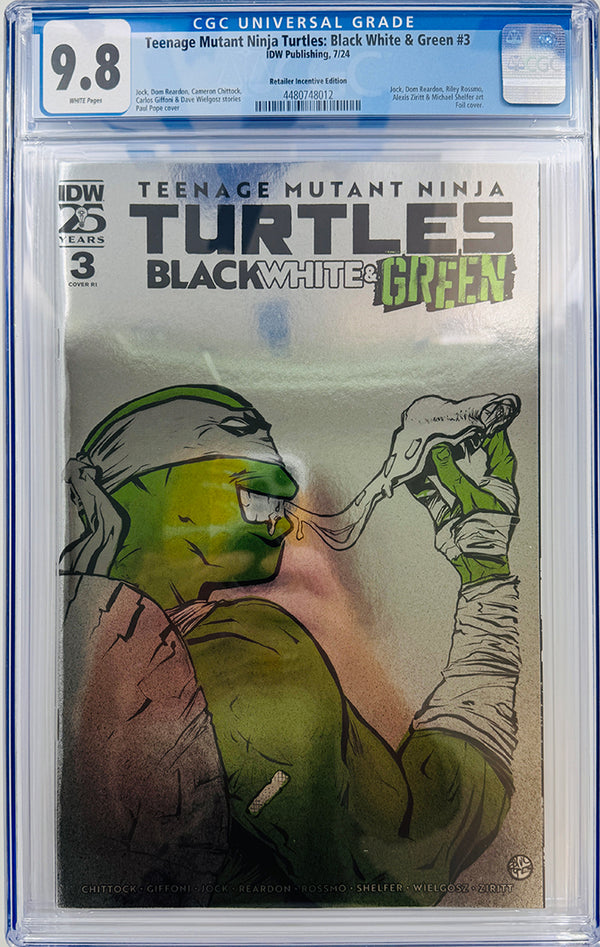 Teenage Mutant Ninja Turtles: Black, White, and Green #3 | Cover C 1:10 FOIL VARIANT | CGC 9.8