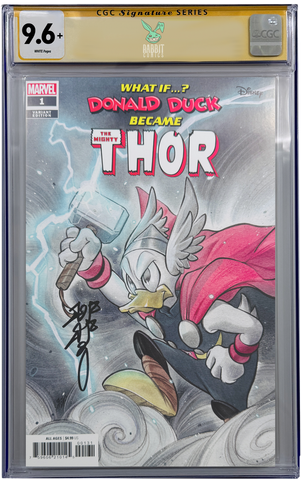 MARVEL & DISNEY: WHAT IF...? DONALD DUCK BECAME THOR #1 | PEACH MOMOKO VARIANT | CGC SS 9.6+ | PREORDER