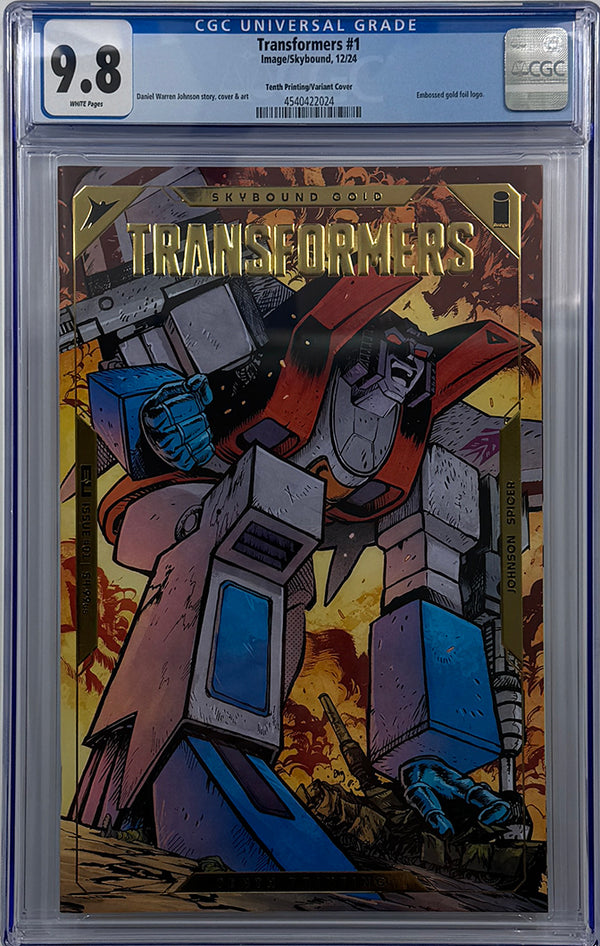 TRANSFORMERS #1 | Tenth Printing Cvr B Starscream Gold Foil Emboss | CGC 9.8