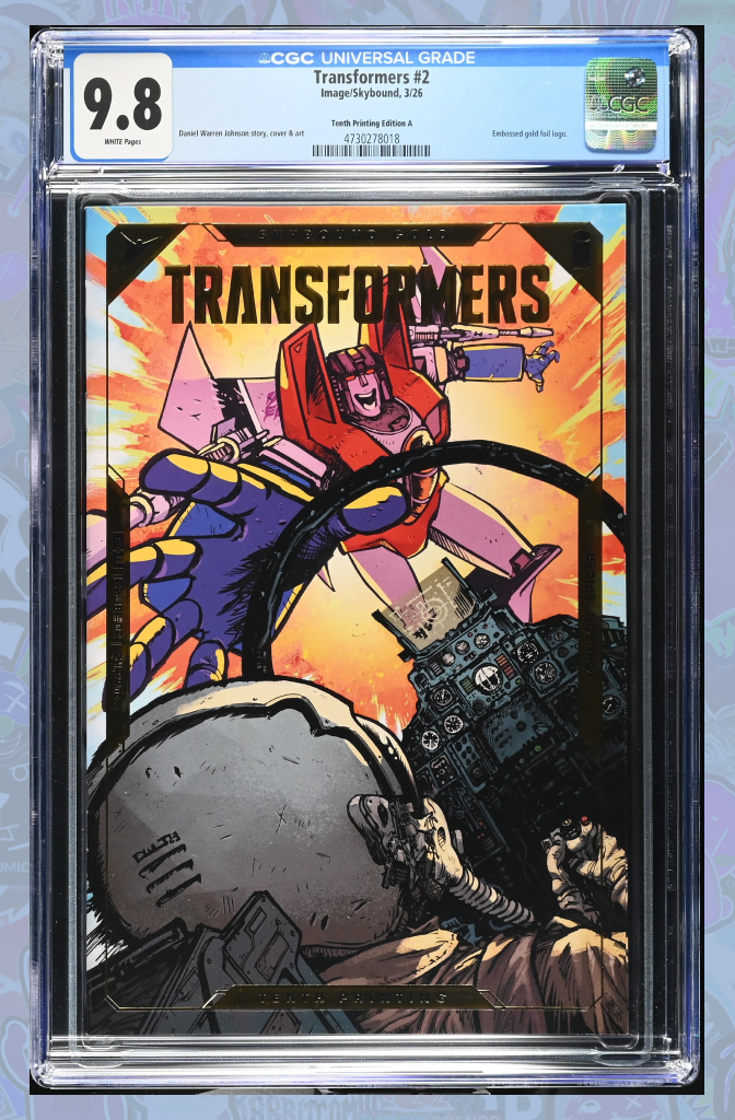 Transformers #2 10th Print Cover A Daniel Warren Johnson Emboss & Gold Foil | CGC 9.8