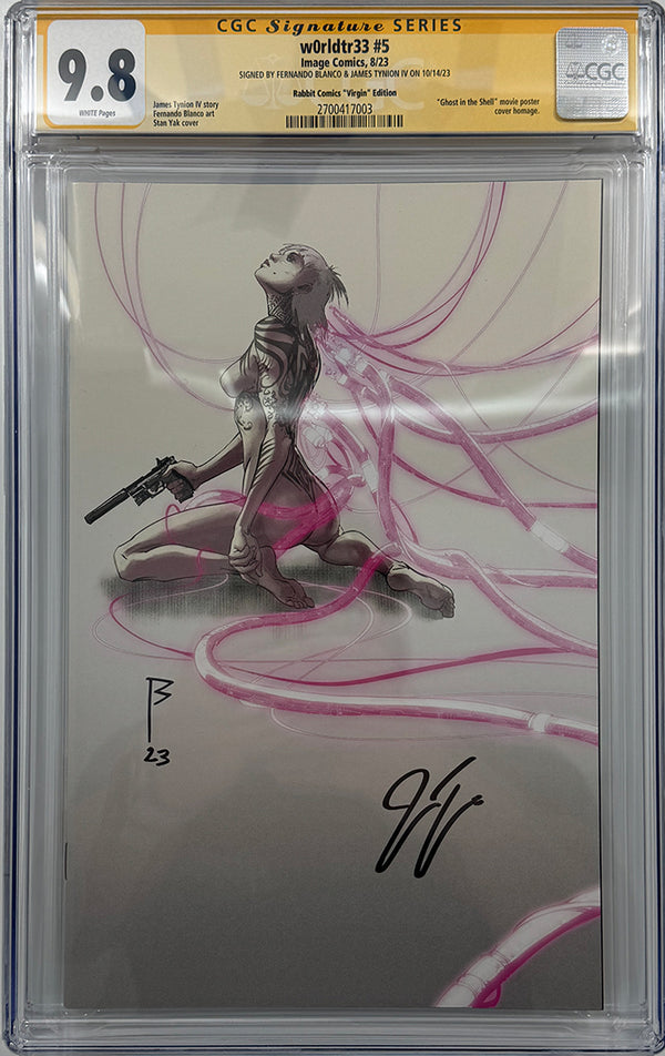 W0RLDTR33 #5 | GHOST IN THE SHELL PINK VARIANT | 2x SIGS Tynion + Blanco | CGC SS 9.8