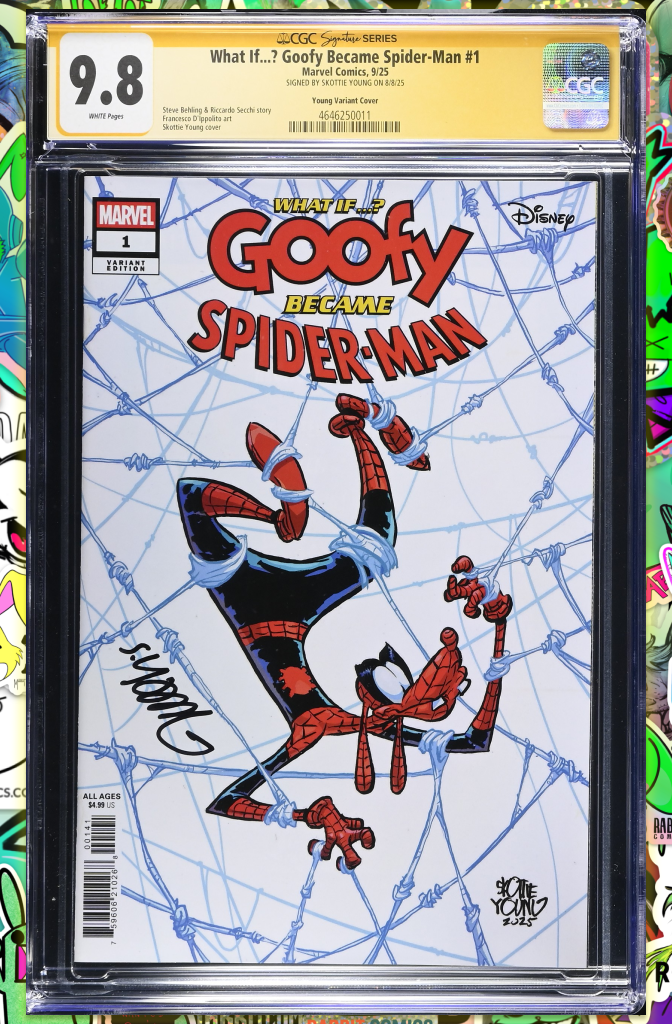 Marvel & Disney: What If...? Goofy Became Spider-Man #1 | Skottie Young Variant | CGC SS 9.8
